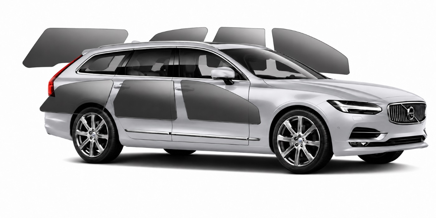Pre-cut automotive window film installed on a Volvo V90 from SOYAFILM